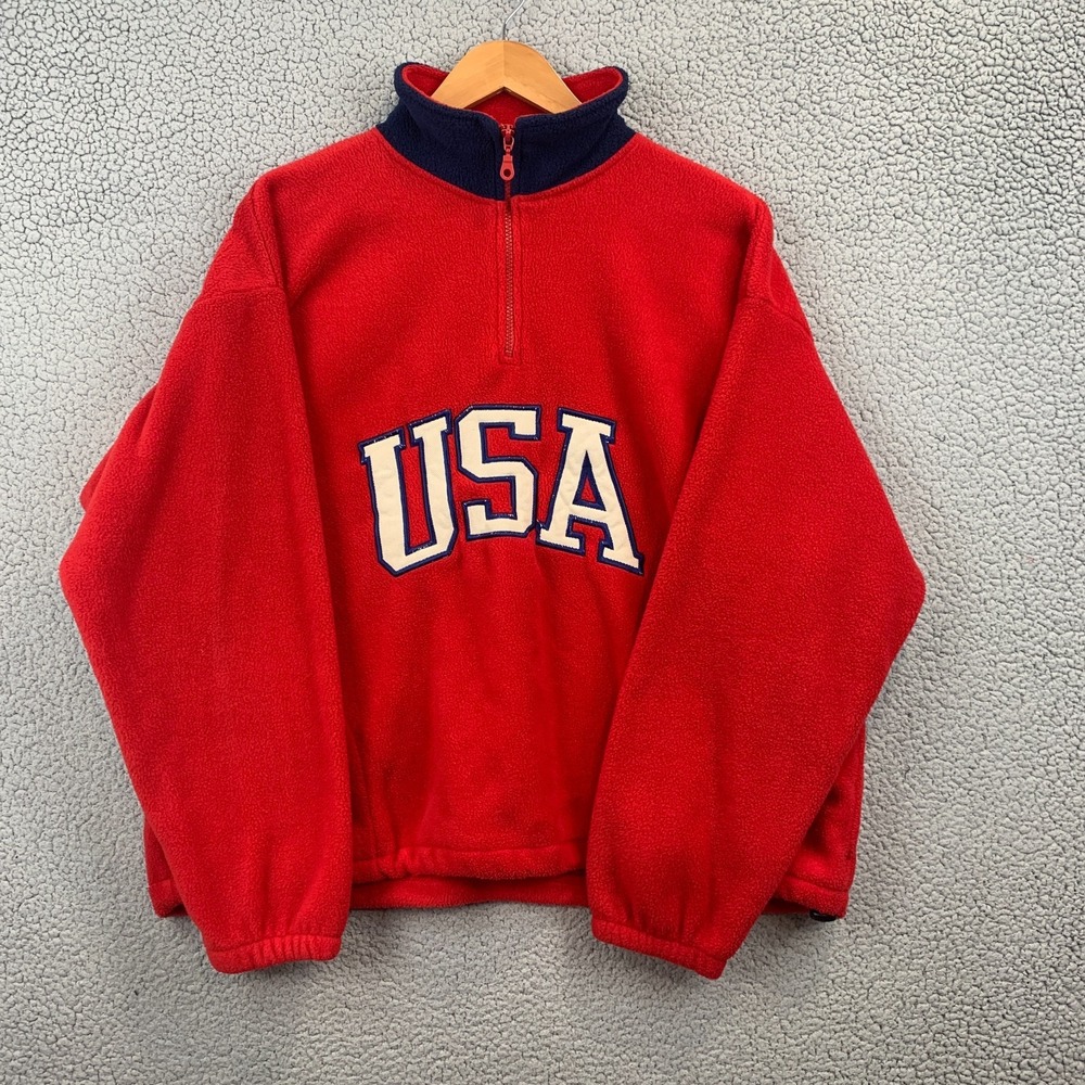 Vintage Black Mountain Jacket Mens XL Snow Beach Red Fleece Coat 90s USA Made